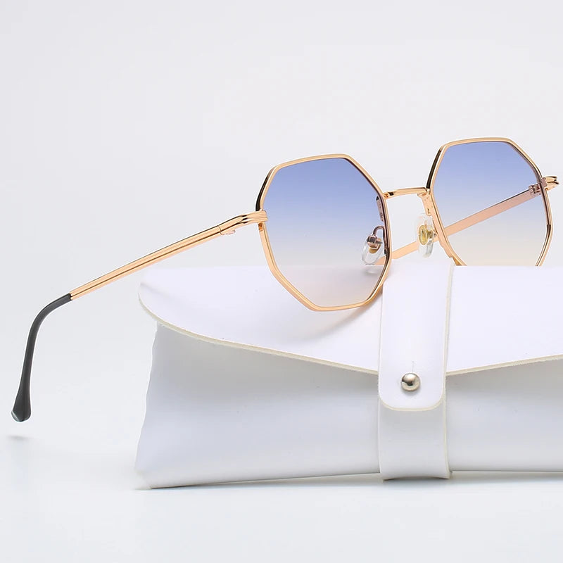 Polygon Metal Sunglasses – Unisex Vintage Luxury Mirror Shades | Livia & Co