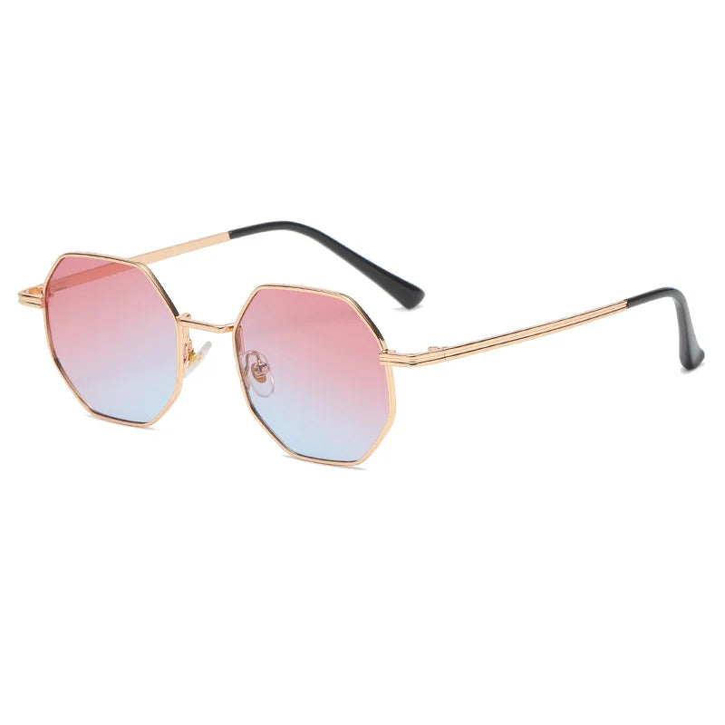 Polygon Metal Sunglasses – Unisex Vintage Luxury Mirror Shades | Livia & Co