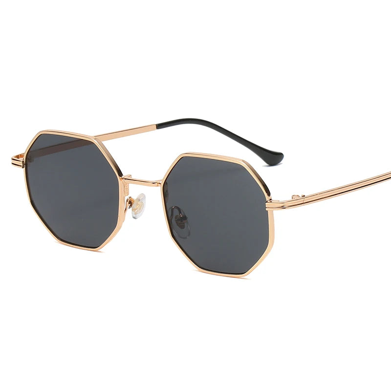 Polygon Metal Sunglasses – Unisex Vintage Luxury Mirror Shades | Livia & Co