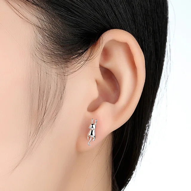 Cat's Charm – 925 Silver Cat Earrings & Necklace Set