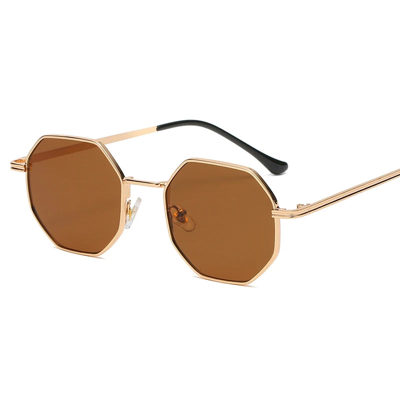 Polygon Metal Sunglasses – Unisex Vintage Luxury Mirror Shades | Livia & Co