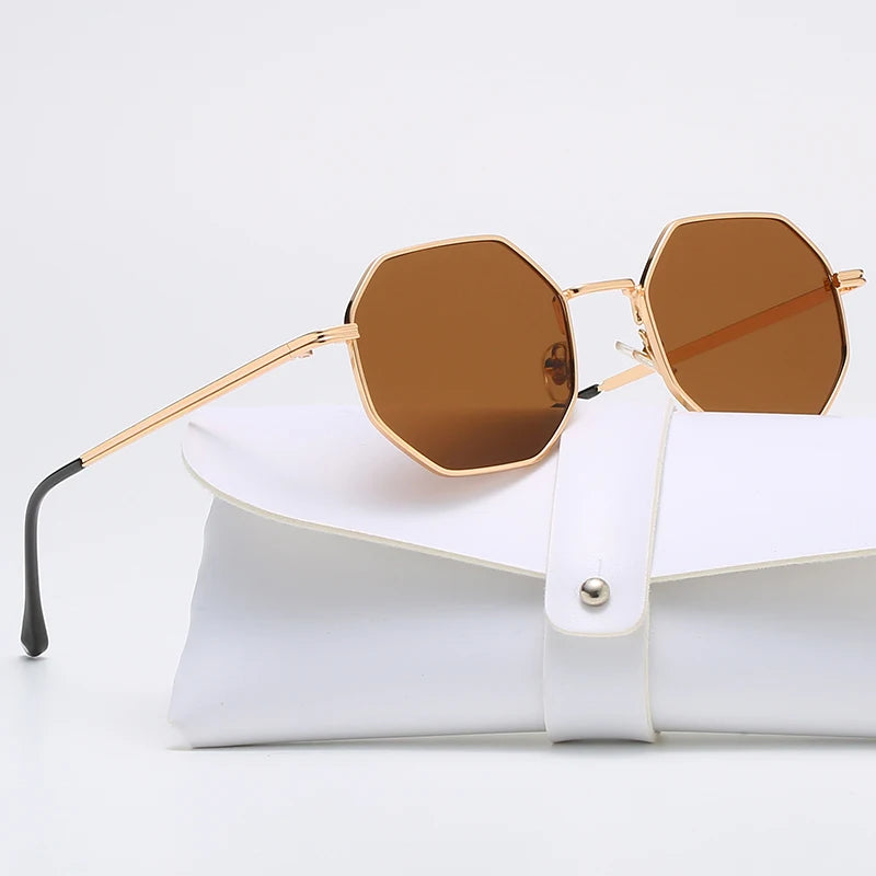 Polygon Metal Sunglasses – Unisex Vintage Luxury Mirror Shades | Livia & Co