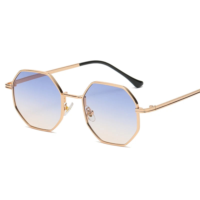 Polygon Metal Sunglasses – Unisex Vintage Luxury Mirror Shades | Livia & Co