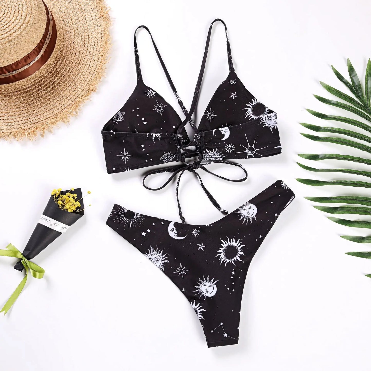 Solar Kiss – Sunflower Print Push-Up Bikini Set