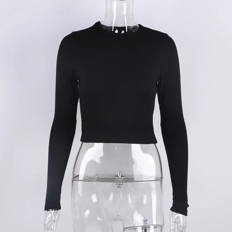Second Skin – Ribbed Long Sleeve Slim-Fit Cropped Tee