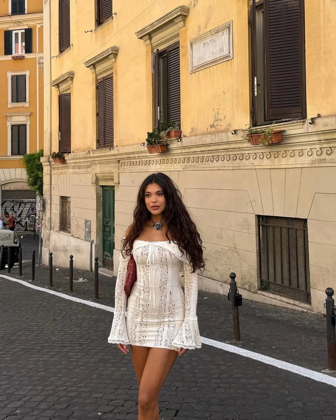 "Midnight Elegance" Lace-Up Backless Off-Shoulder Long Dress