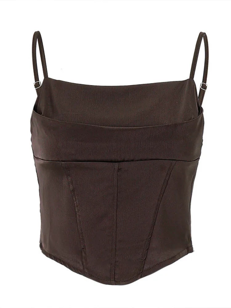 Whispers of Elegance: The Lace-Up Backless Spaghetti Strap Tank Top