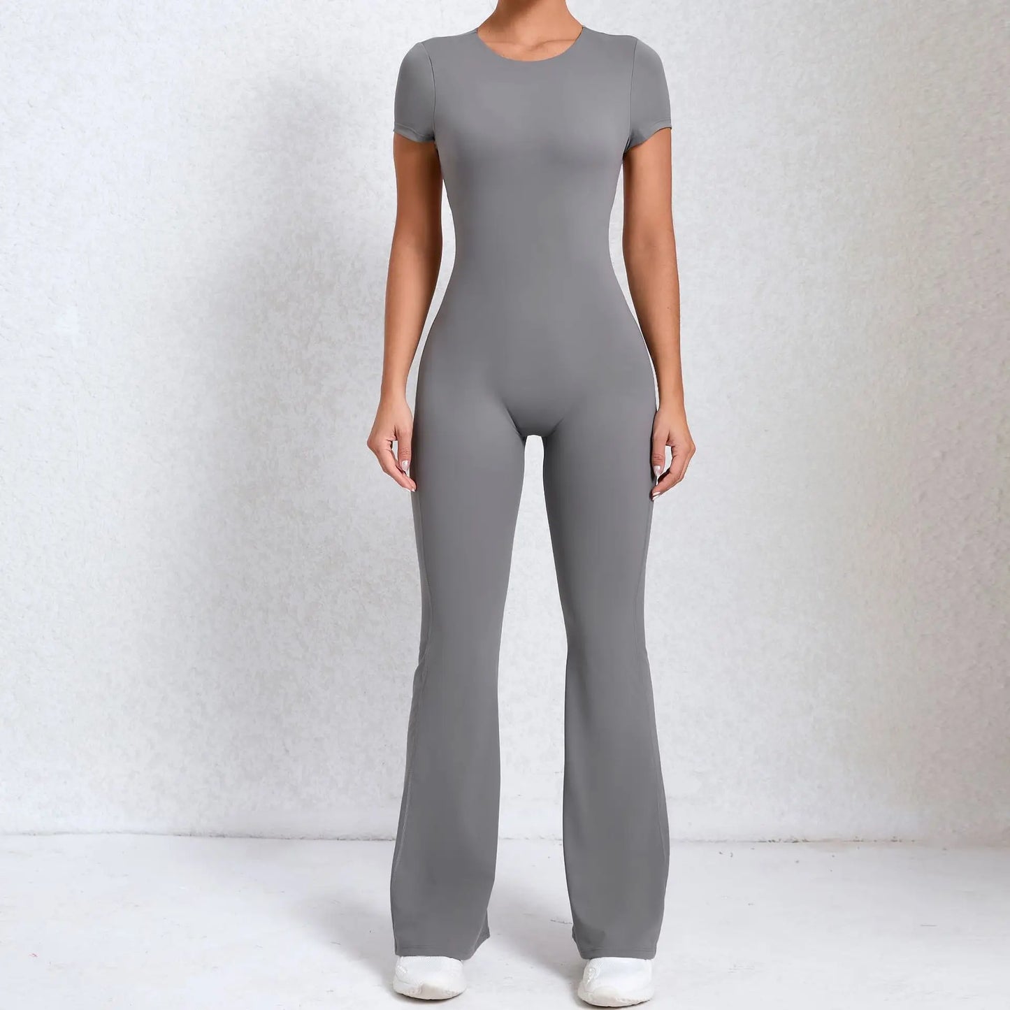 Radiant Elegance – Sexy Backless Scrunch Flared Jumpsuit for Women