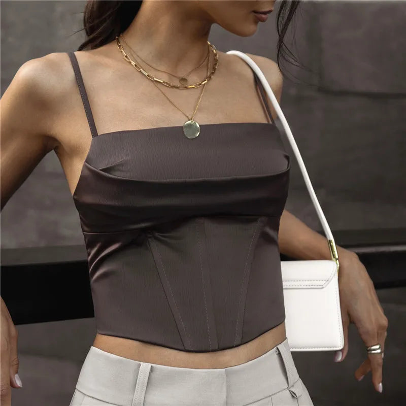 Whispers of Elegance: The Lace-Up Backless Spaghetti Strap Tank Top