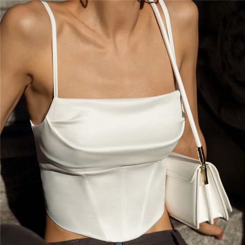 Whispers of Elegance: The Lace-Up Backless Spaghetti Strap Tank Top