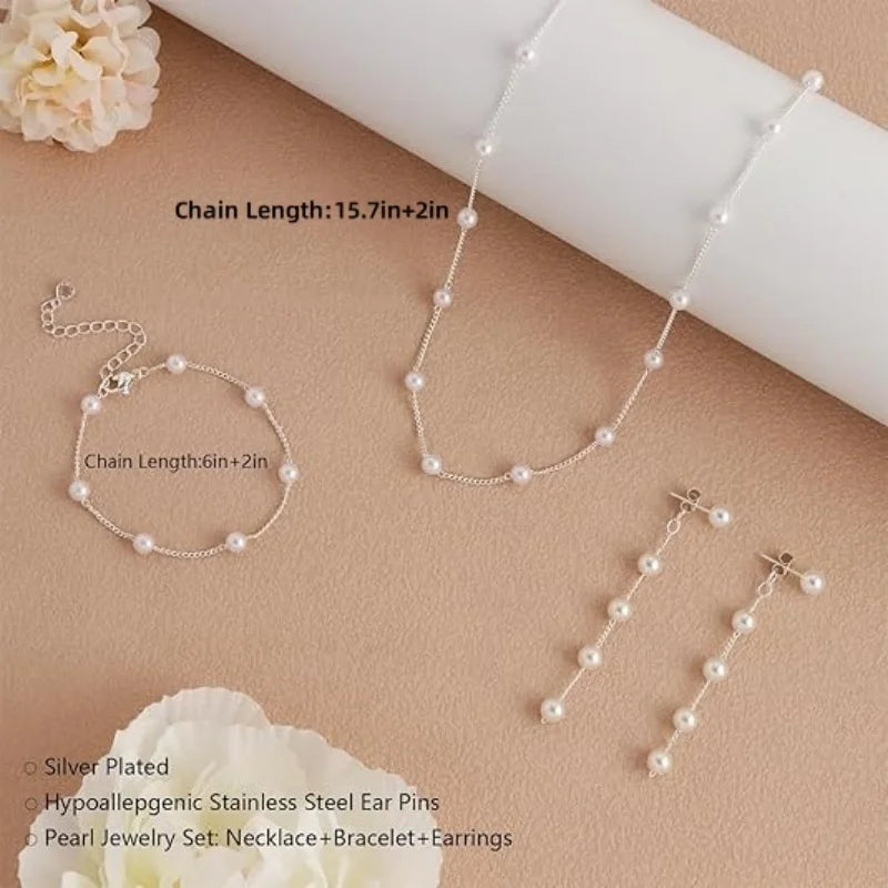 Boho Luxe – Beaded Tassel Pearl Necklace & Retro Chain Choker Set