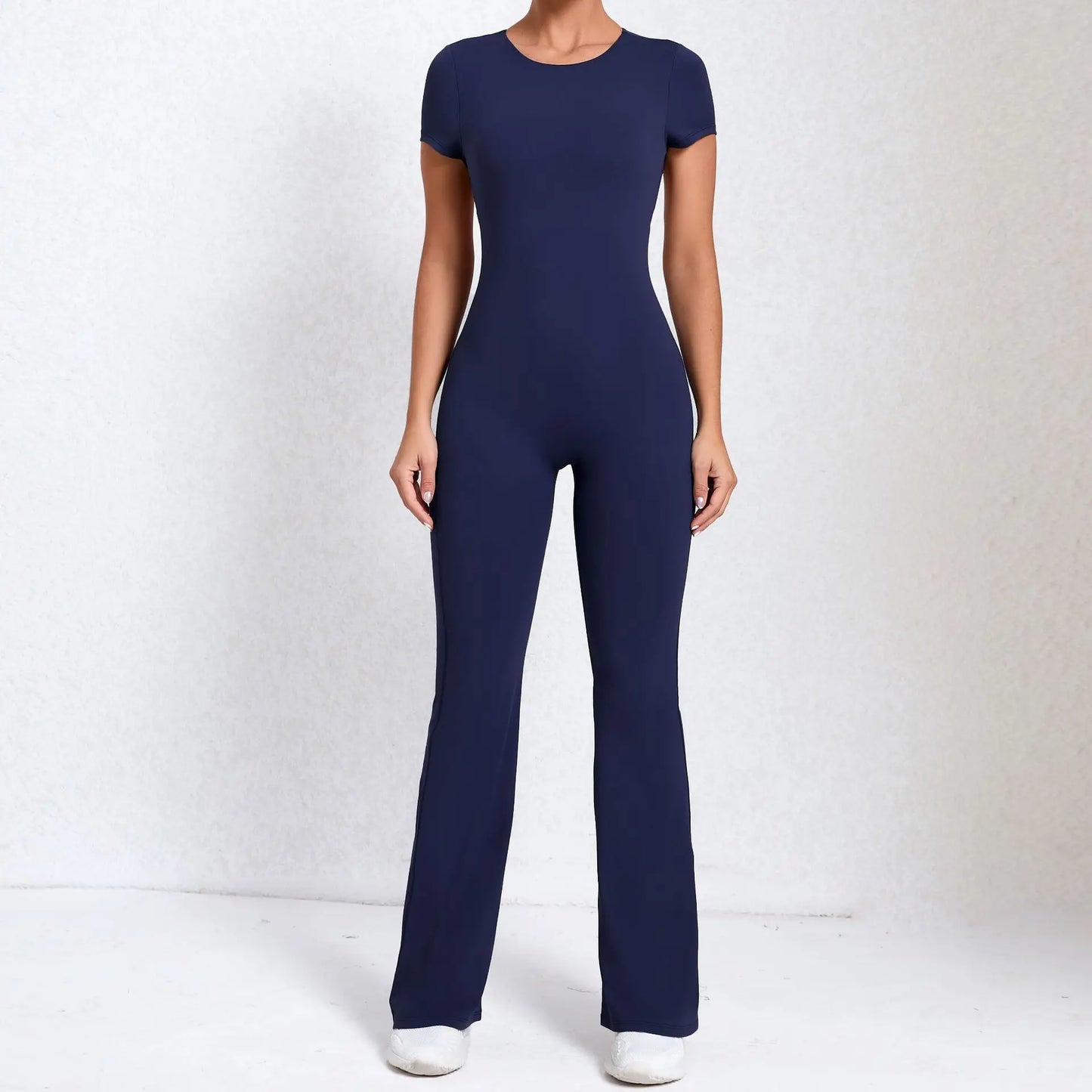 Radiant Elegance – Sexy Backless Scrunch Flared Jumpsuit for Women