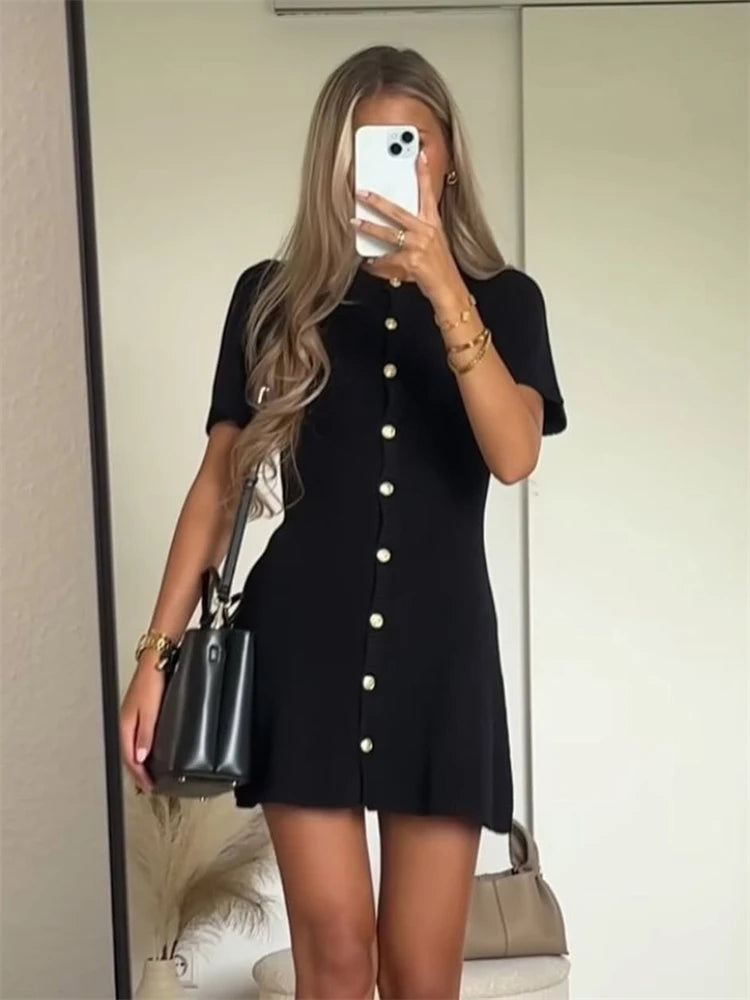 Golden Hour – Ribbed Knit Bodycon Mini Dress