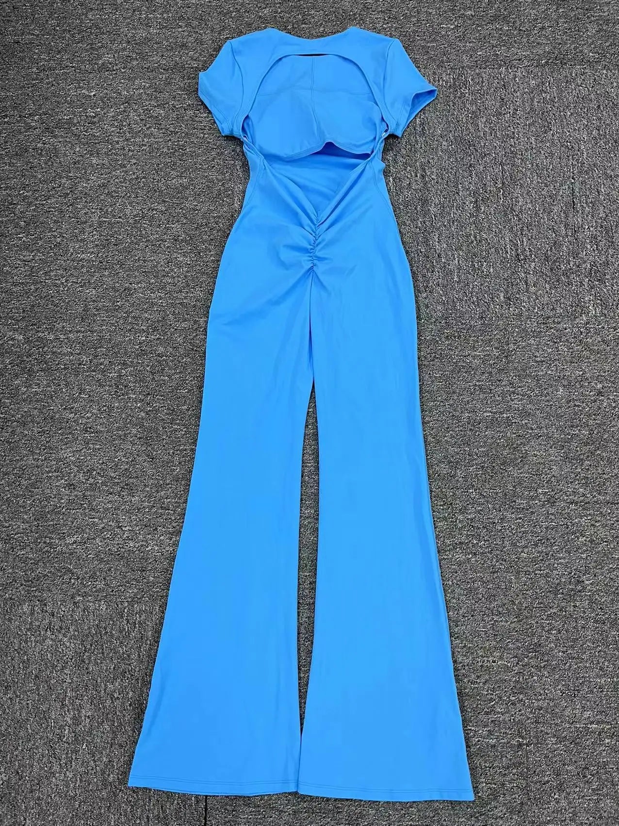 Radiant Elegance – Sexy Backless Scrunch Flared Jumpsuit for Women