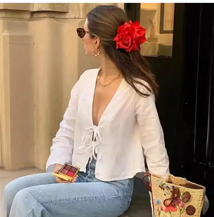 Moonlight Ties: The Flare Sleeve Serenade Top