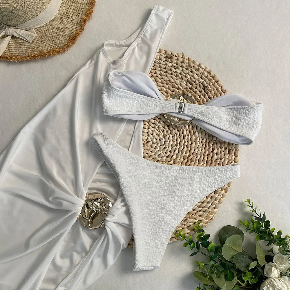 Moonwater Muse – Strapless Bikini & Skirt Cover-Up Set