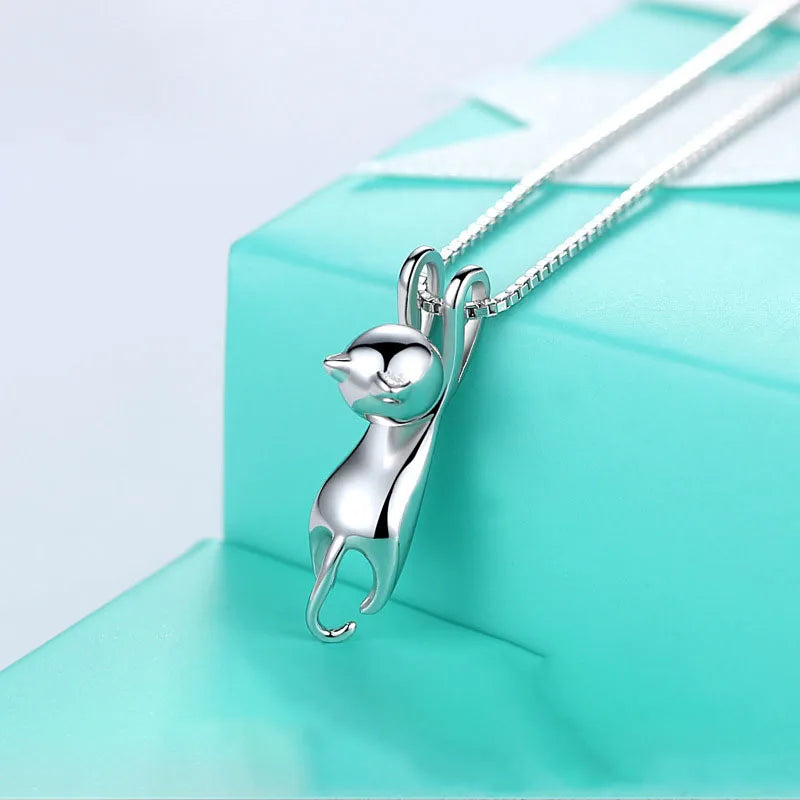 Cat's Charm – 925 Silver Cat Earrings & Necklace Set