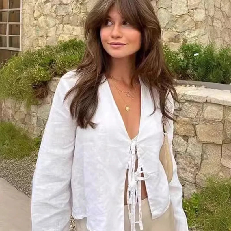 Moonlight Ties: The Flare Sleeve Serenade Top