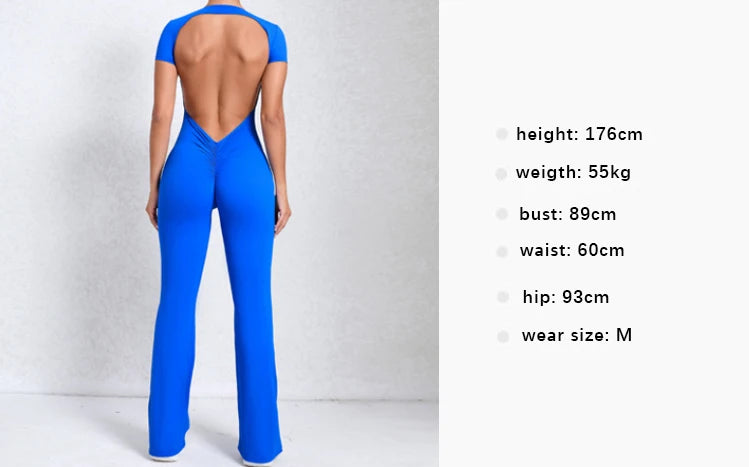 Radiant Elegance – Sexy Backless Scrunch Flared Jumpsuit for Women