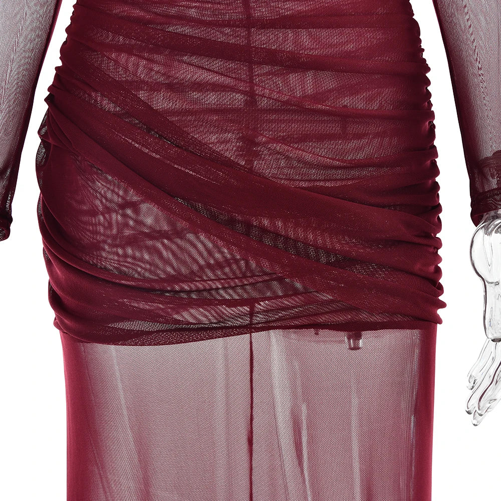 "Twilight Allure" Mesh Patchwork Bodycon Dress
