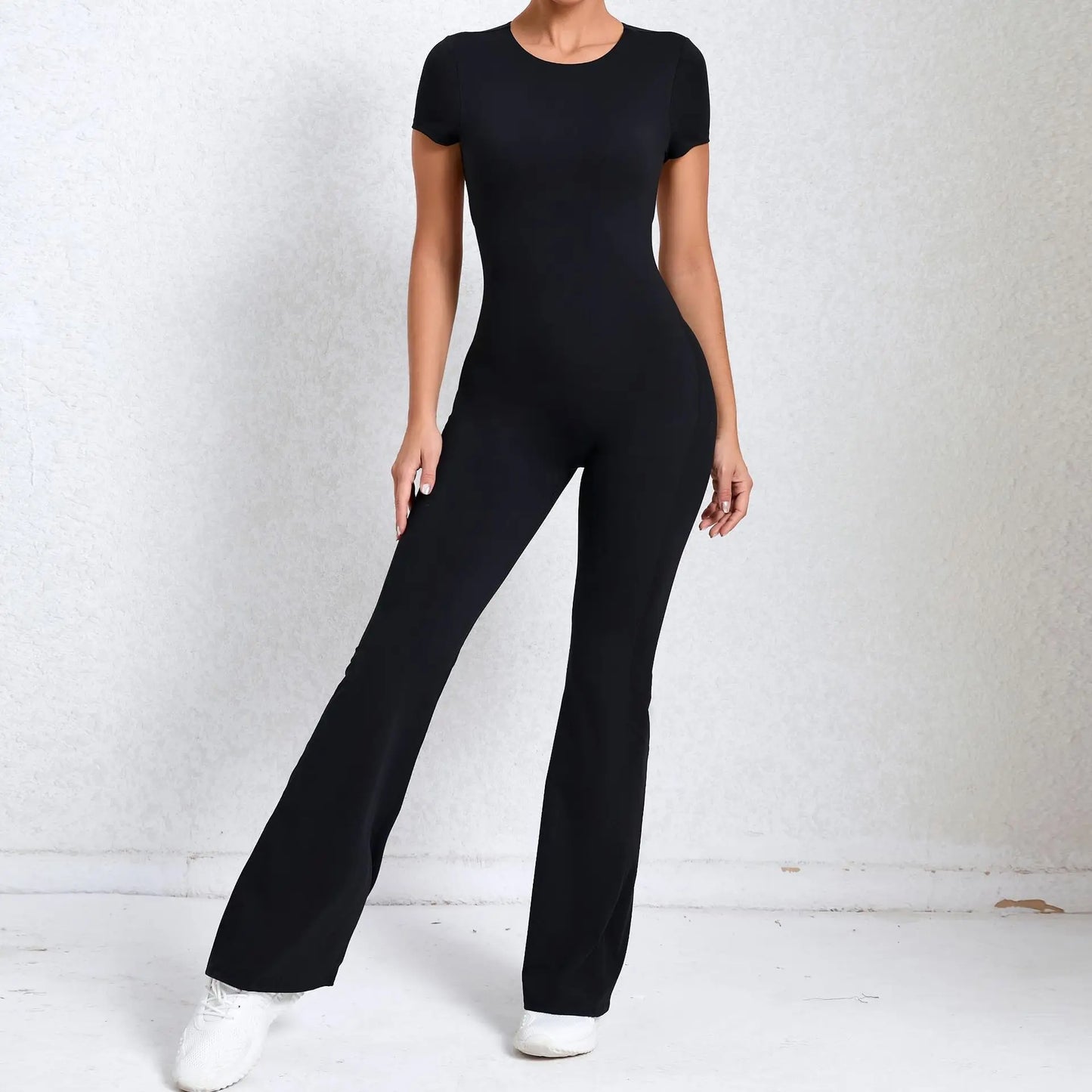 Radiant Elegance – Sexy Backless Scrunch Flared Jumpsuit for Women