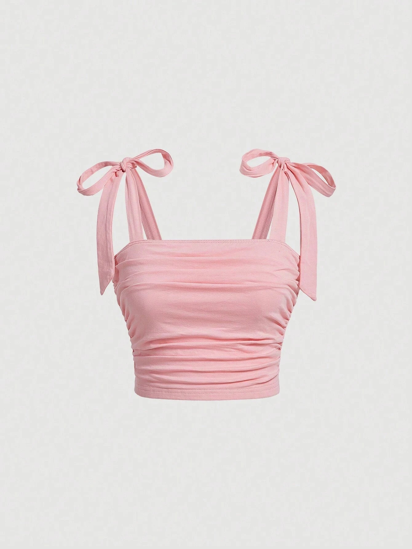 Solid Tie Shoulder Ruched Crop Top: A Y2K Summer Dream