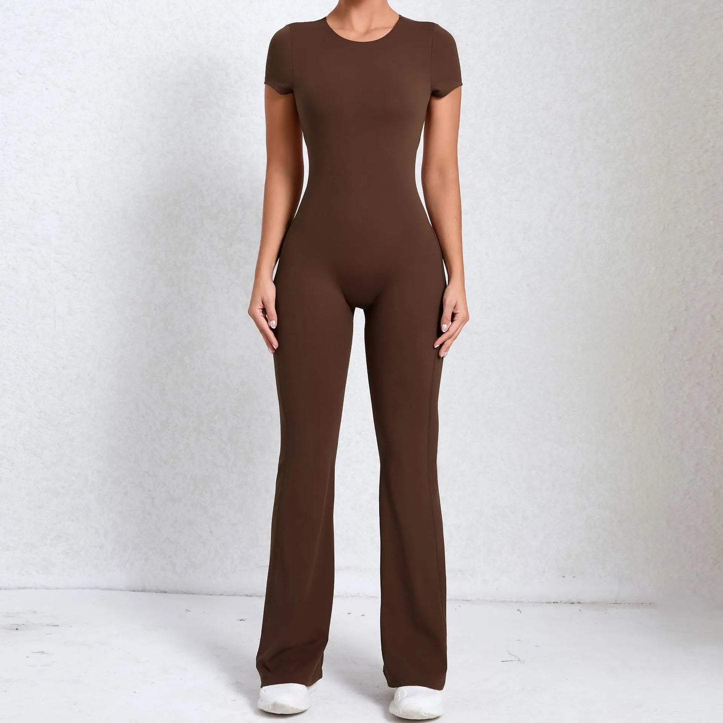 Radiant Elegance – Sexy Backless Scrunch Flared Jumpsuit for Women