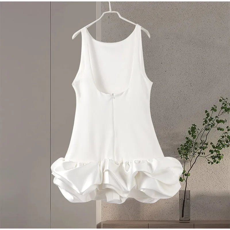 Moonlight Whispers" Y2K Backless Ruffled Mini Dress