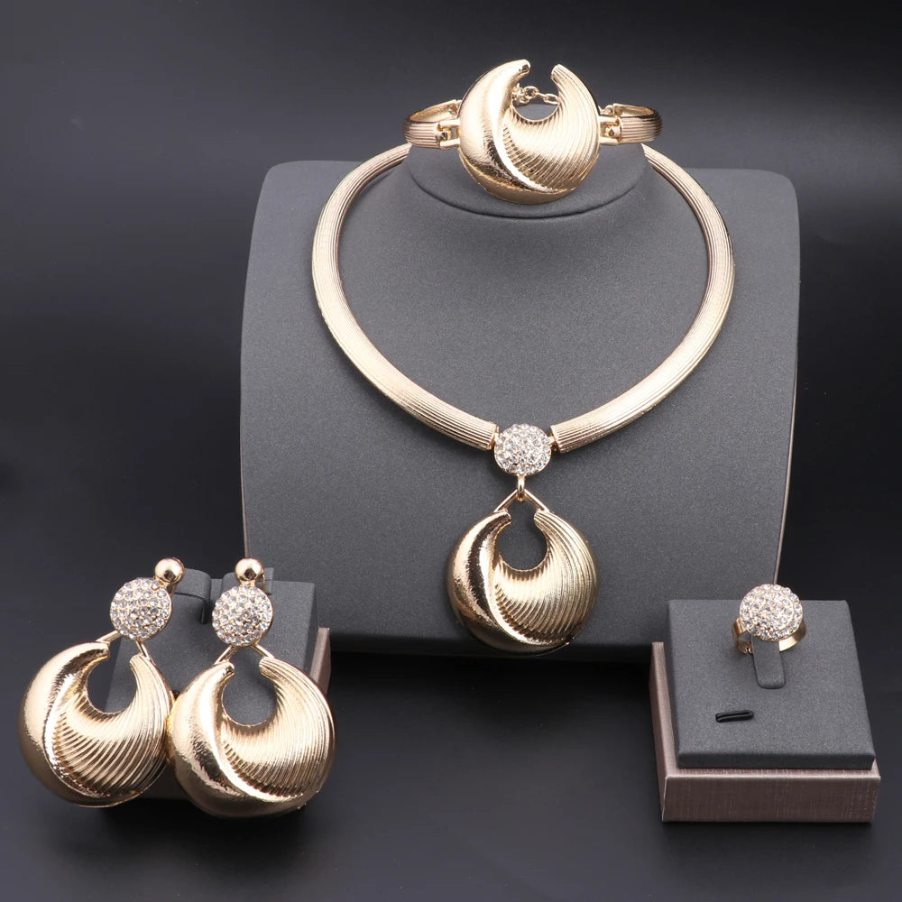 Regal Mirage – Silver-Plated Luxury Necklace, Earrings, Bracelet & Ring Set for Weddings & Special