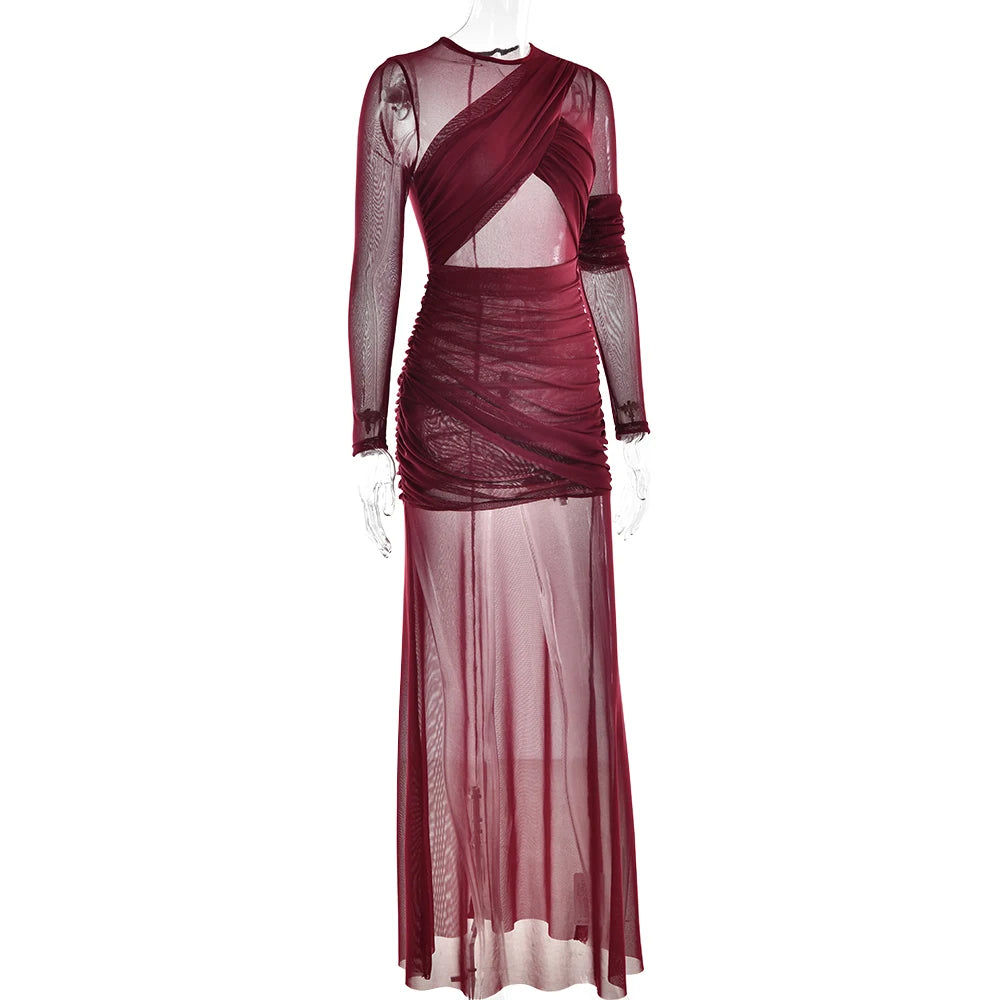 "Twilight Allure" Mesh Patchwork Bodycon Dress