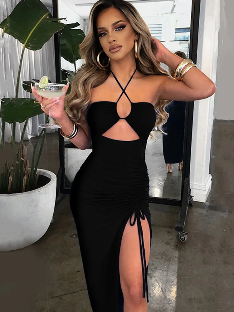 Elegant Backless Bodycon Midi Dress