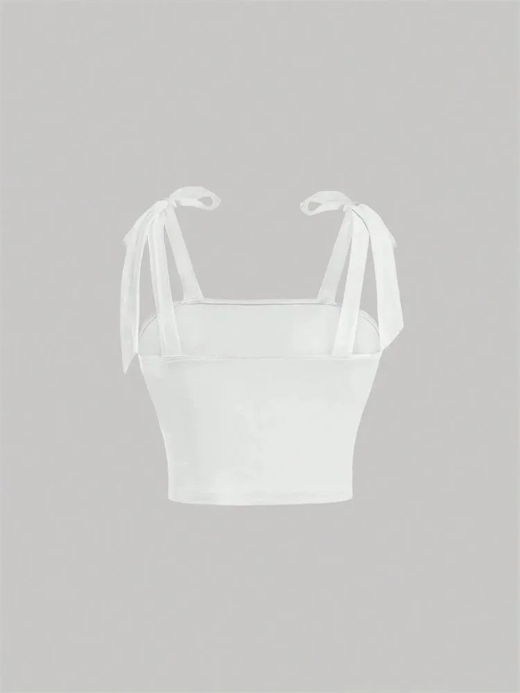 Solid Tie Shoulder Ruched Crop Top: A Y2K Summer Dream