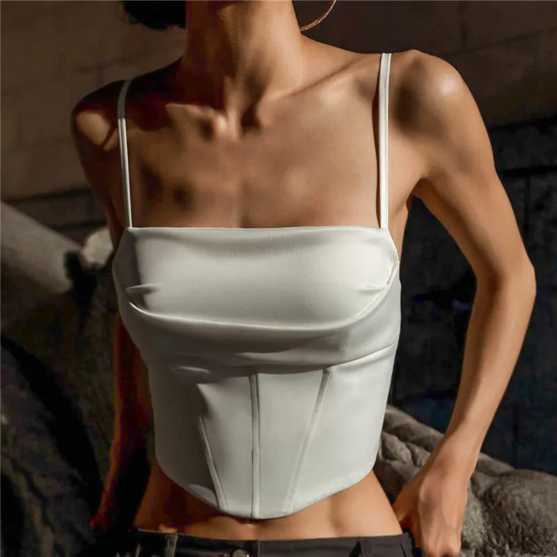Whispers of Elegance: The Lace-Up Backless Spaghetti Strap Tank Top