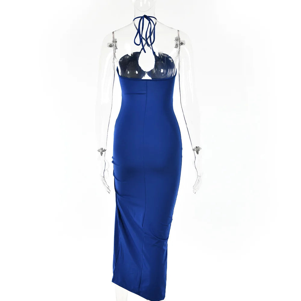 Elegant Backless Bodycon Midi Dress