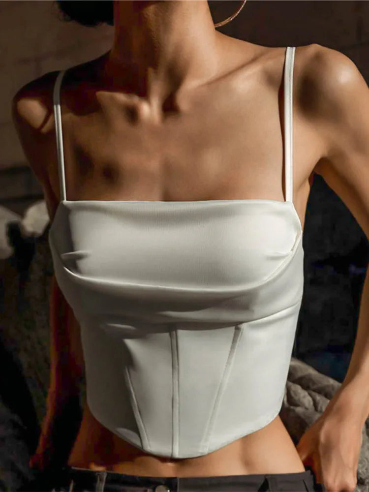 Whispers of Elegance: The Lace-Up Backless Spaghetti Strap Tank Top
