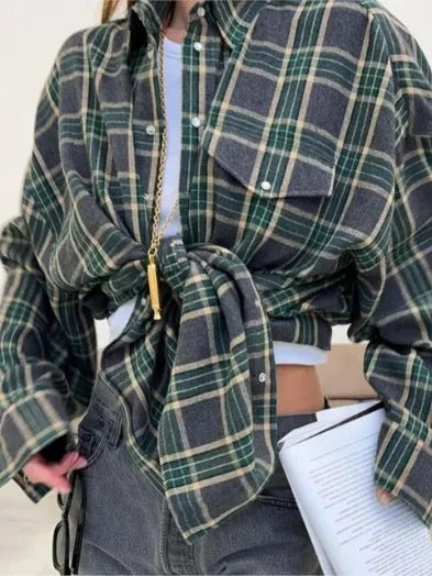 Drifted Days – Vintage Plaid Oversized Shirt