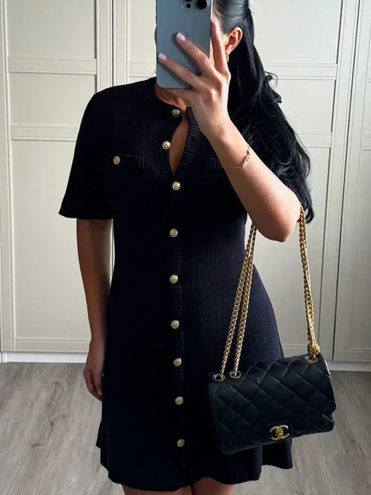 Golden Hour – Ribbed Knit Bodycon Mini Dress