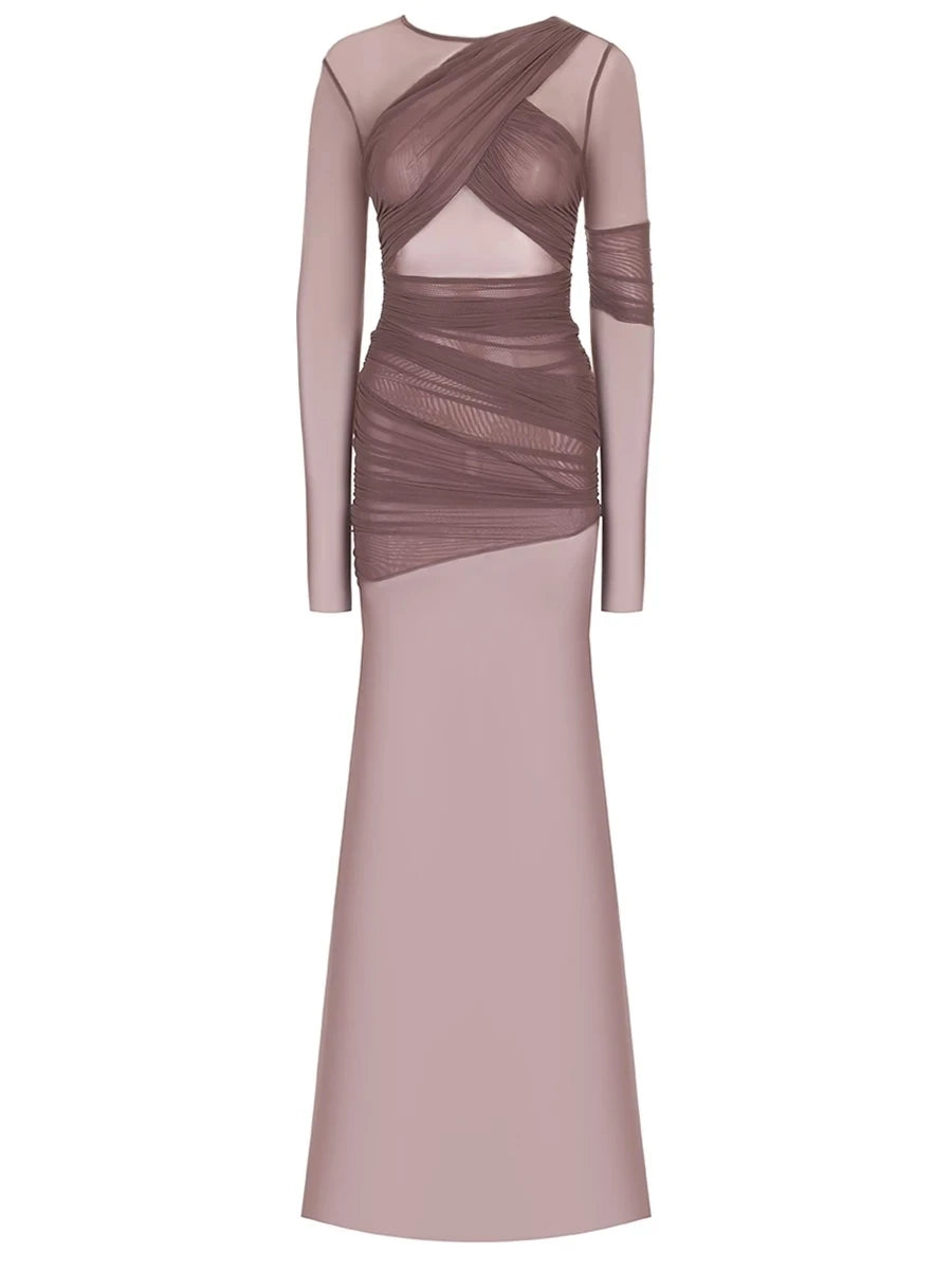 "Twilight Allure" Mesh Patchwork Bodycon Dress
