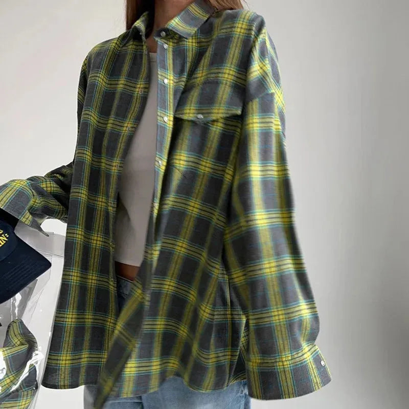 Drifted Days – Vintage Plaid Oversized Shirt