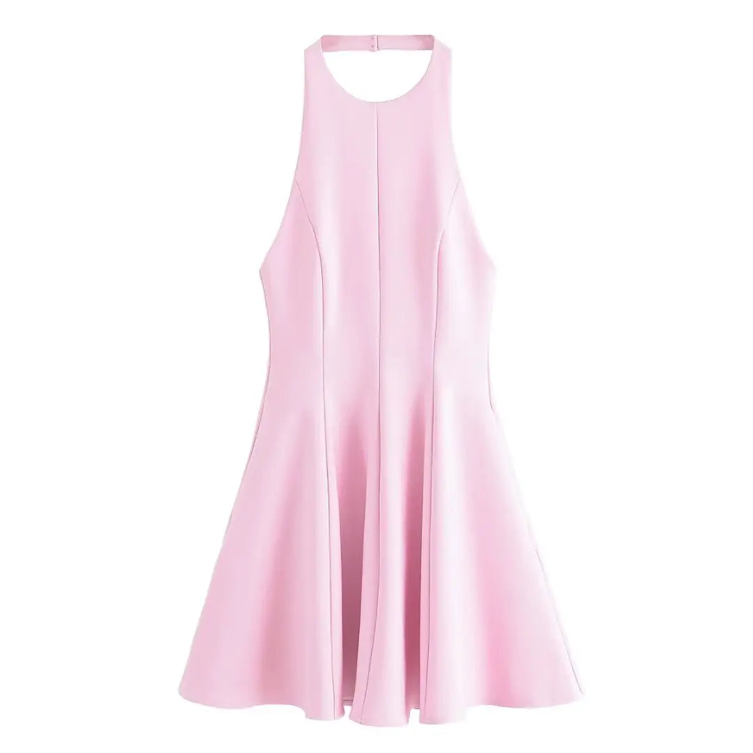 Halter Backless Ruffle Party Dress