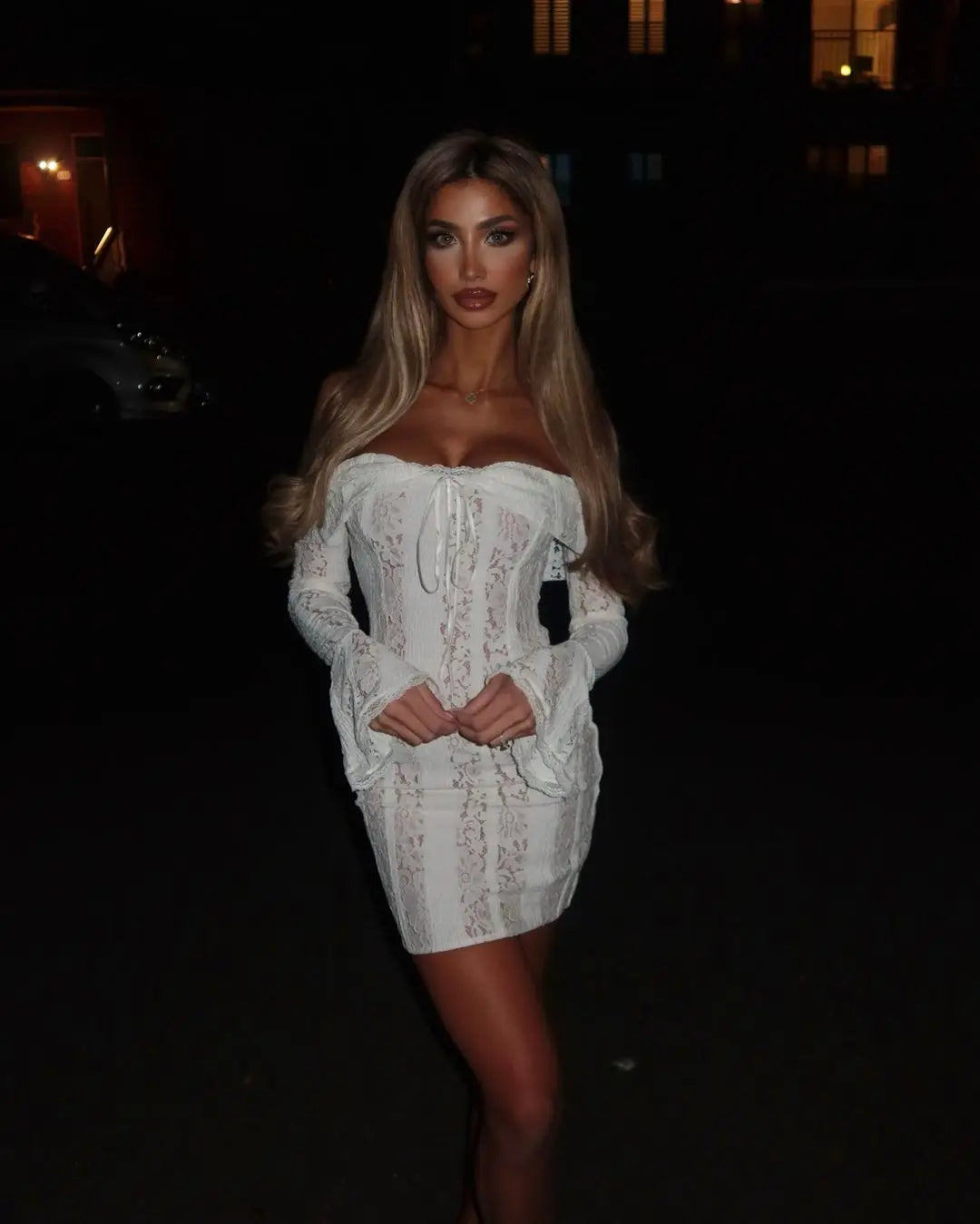 "Midnight Elegance" Lace-Up Backless Off-Shoulder Long Dress