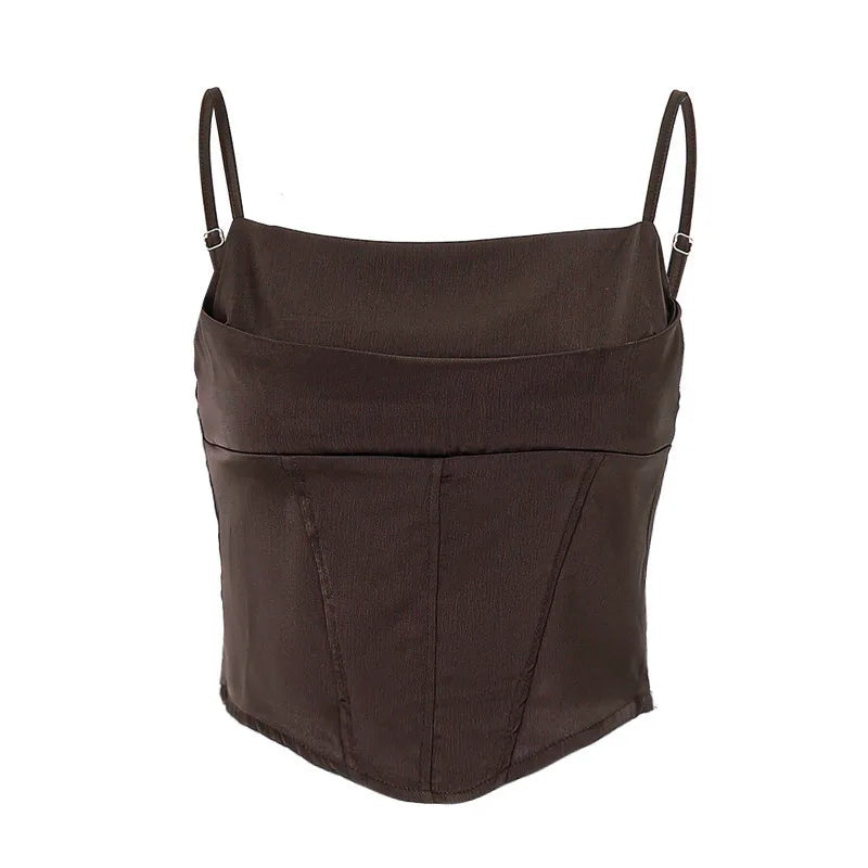 Whispers of Elegance: The Lace-Up Backless Spaghetti Strap Tank Top