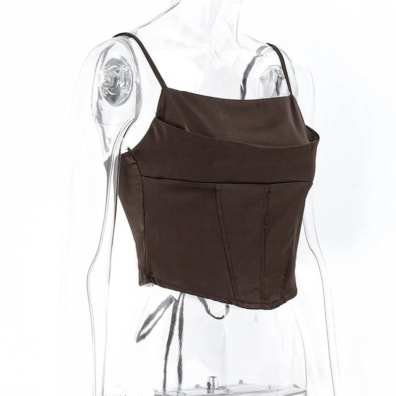 Whispers of Elegance: The Lace-Up Backless Spaghetti Strap Tank Top
