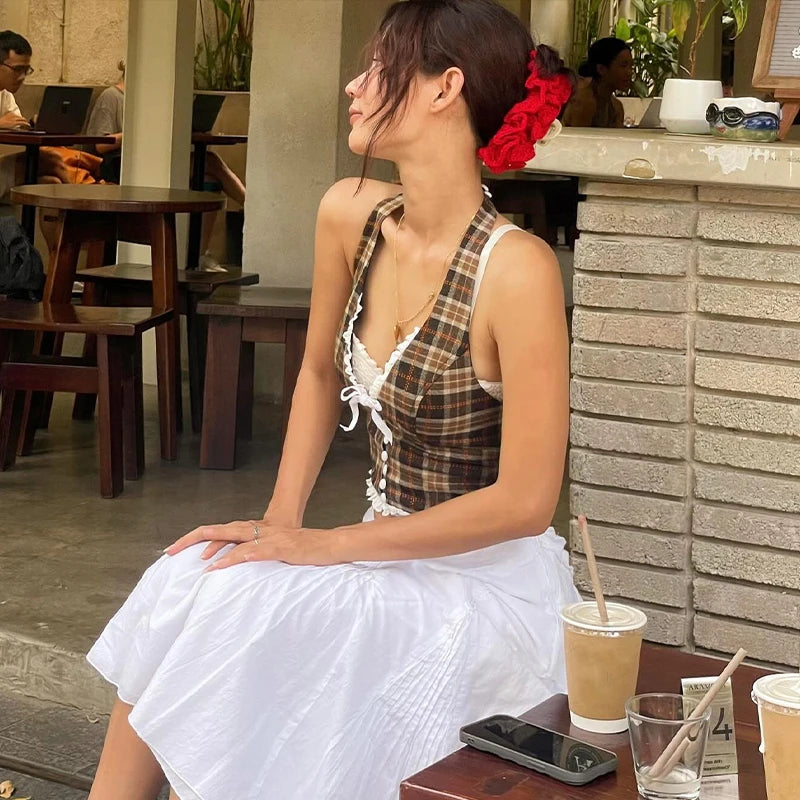 "Parisian Dream" Retro Slim Halter Top