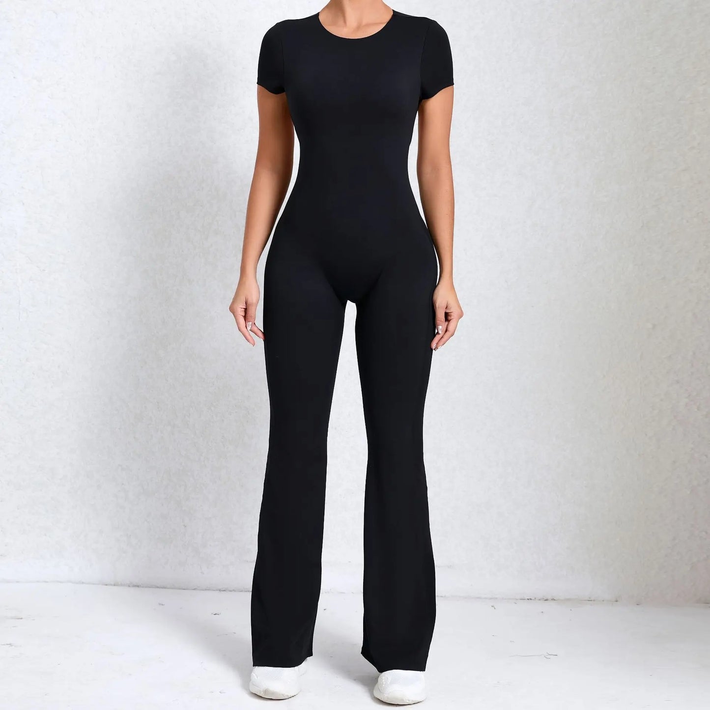 Radiant Elegance – Sexy Backless Scrunch Flared Jumpsuit for Women