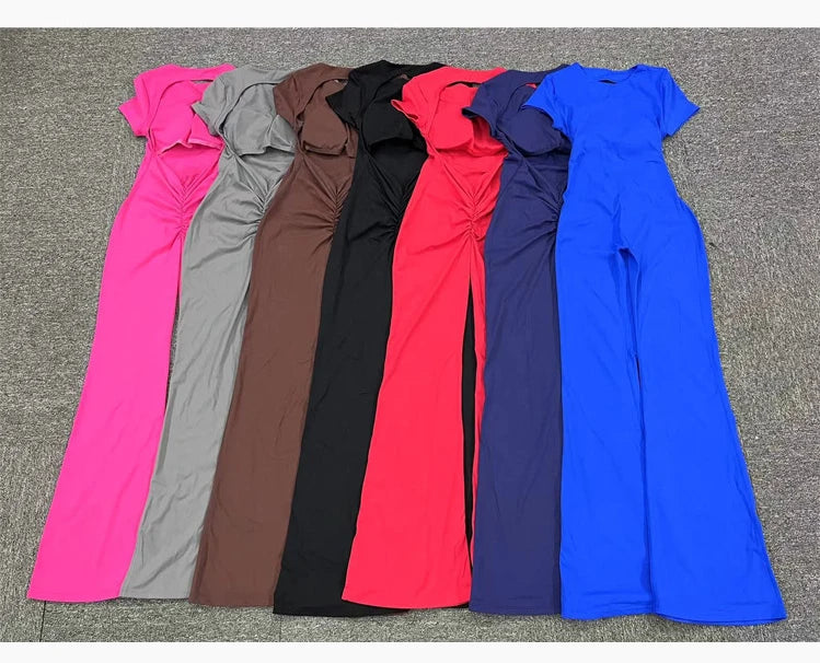 Radiant Elegance – Sexy Backless Scrunch Flared Jumpsuit for Women
