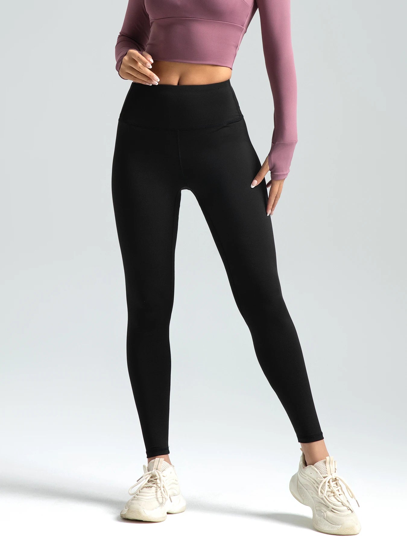 Women's Solid High Waist Sports Leggings – Breathable & Quick-Dry Yoga & Running Pants