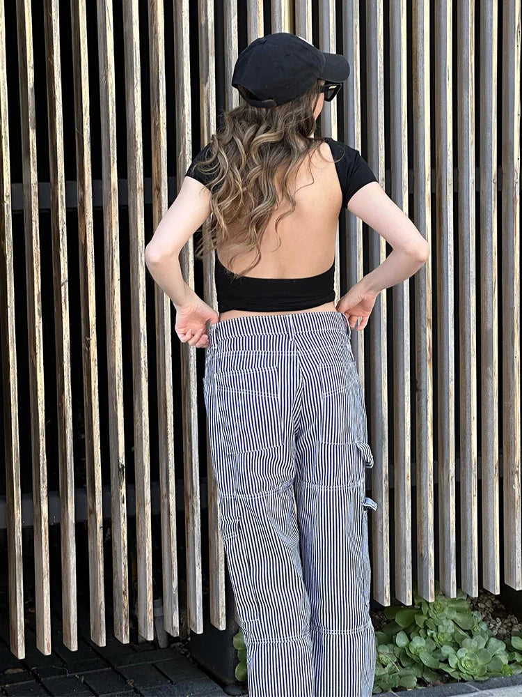 Women’s O-neck Backless T-shirt: A Symphony of Youthful Grace