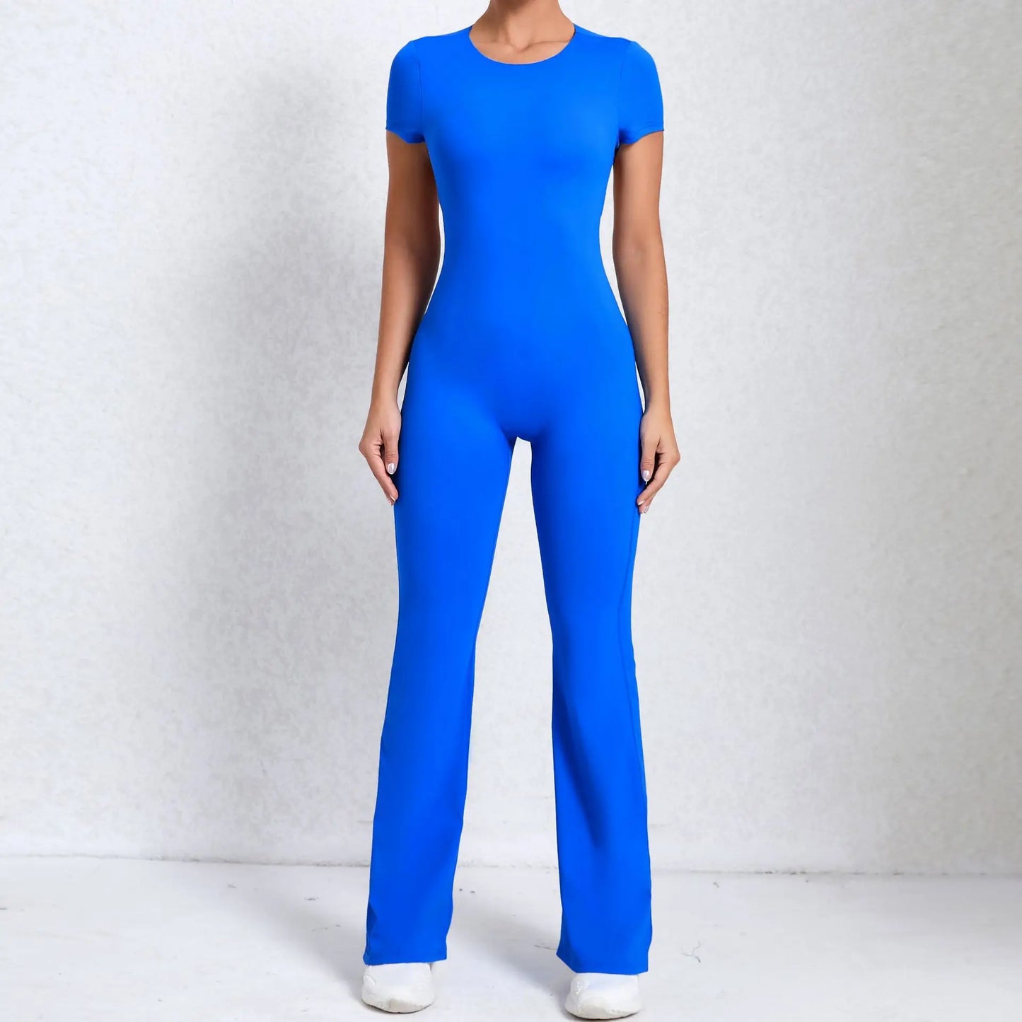 Radiant Elegance – Sexy Backless Scrunch Flared Jumpsuit for Women