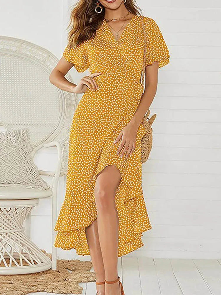 Summer Beach Maxi Dress – Boho Floral Elegance